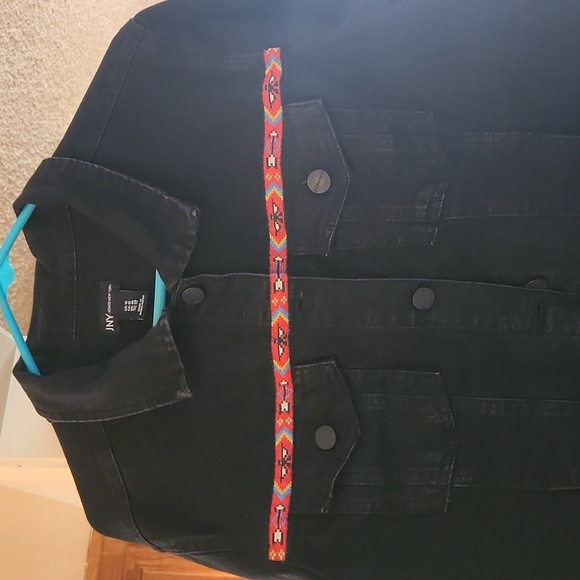 JNY Jones New York Black Denim Jacket - Picture 2 of 8